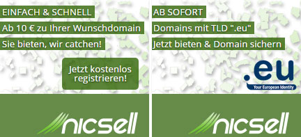Now also .eu-domains in the range nicsell .eu domains banner
